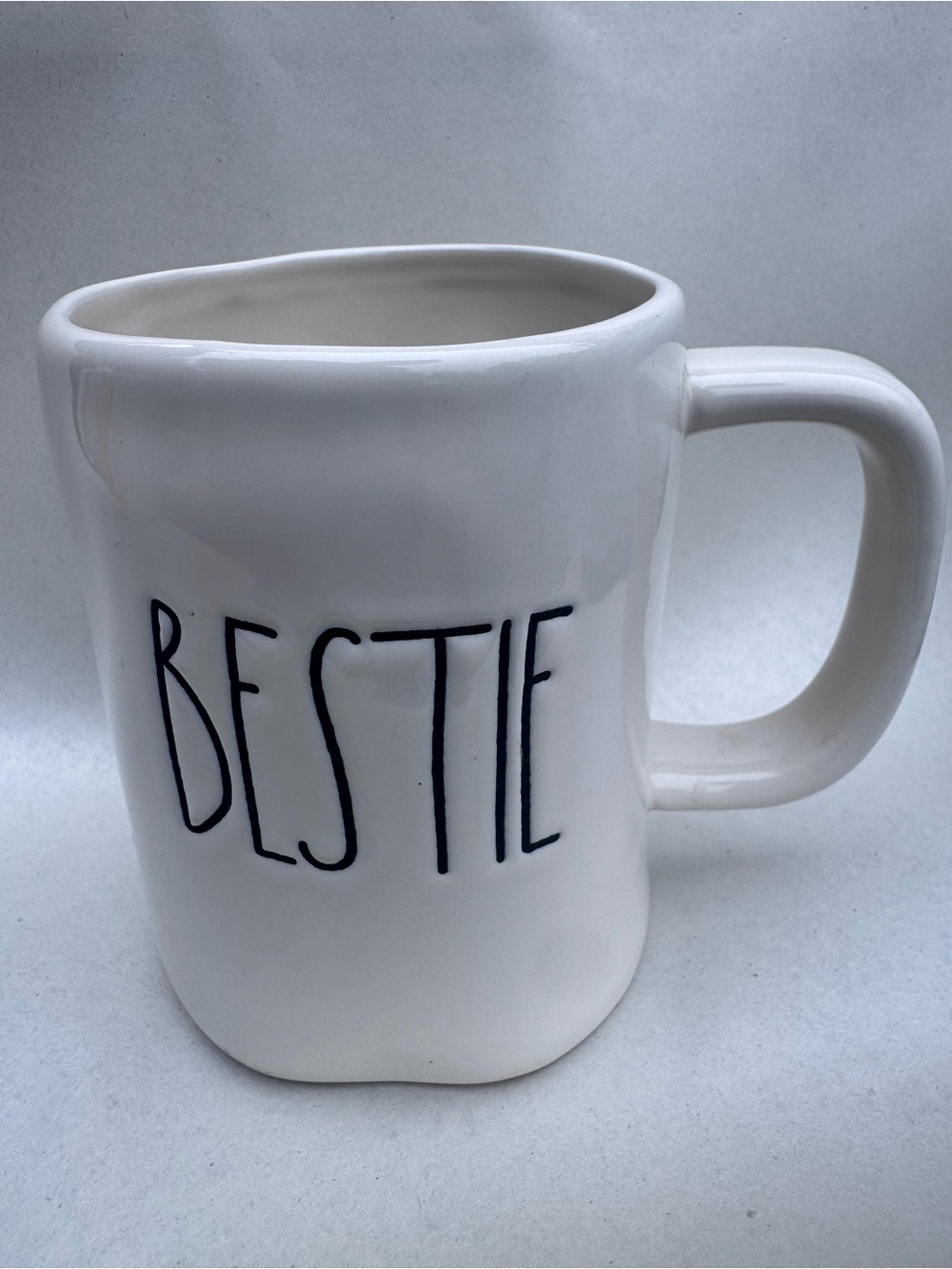 Rae Dunn Bestie White Ceramic Mug with Black Lettering
